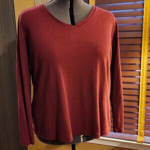 Maroon long sleeve 3X Essential T-shirt by St. John's Bay